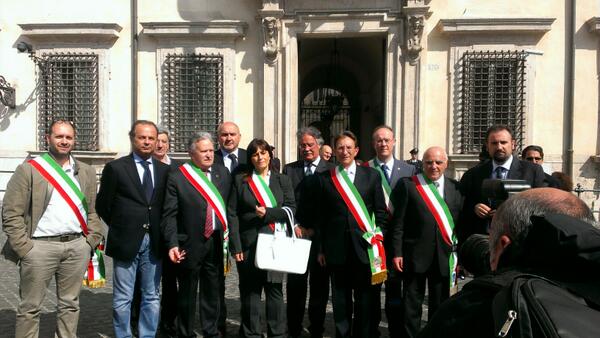 la delegazione a palazzo chigi. foto fonzi.